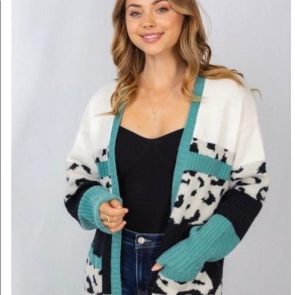 White Birch Teal Cardigan 
